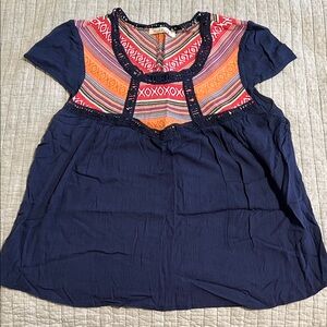 🔥🔥🔥Solitaire Navy and Vibrant Embroidered Blouse